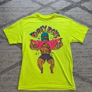 RIFF RAFF Mens Neon Yellow Burly Boys Short Sleeve T-Shirt Size Medium.